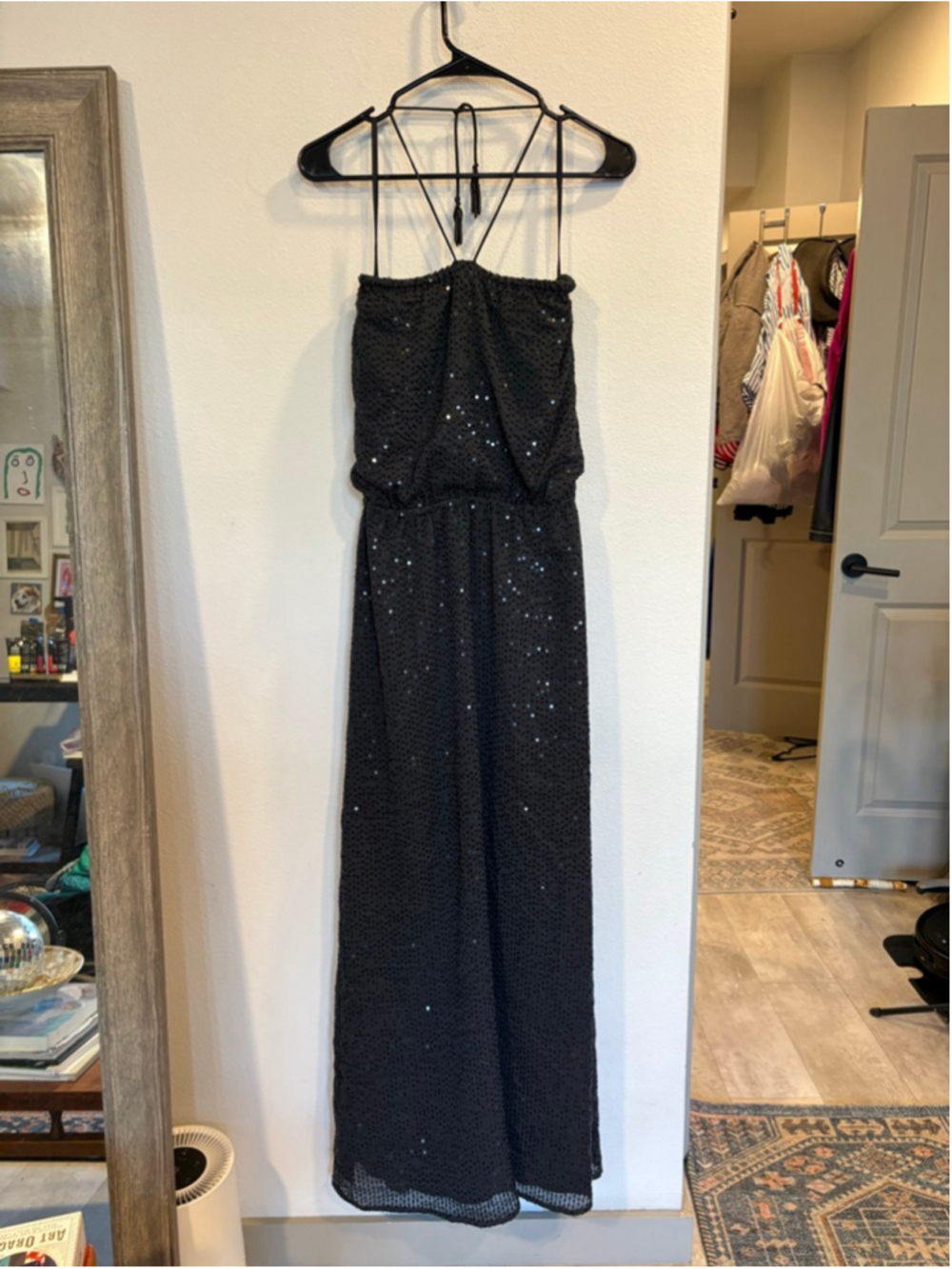 Calypso St Barth Black Sequin Strapless Maxi Dress XS